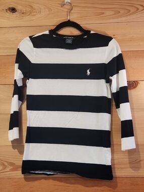 Ralph Lauren Black & White Striped Long Sleeve Tee
